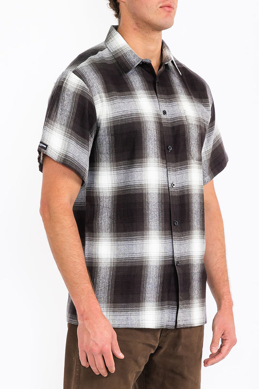 Mens Town Checker Short Sleeve Flannel Shirt