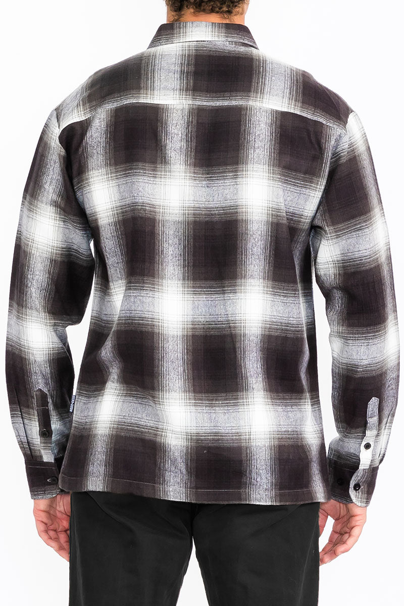 Mens Town Checker Long Sleeve Flannel Shirt