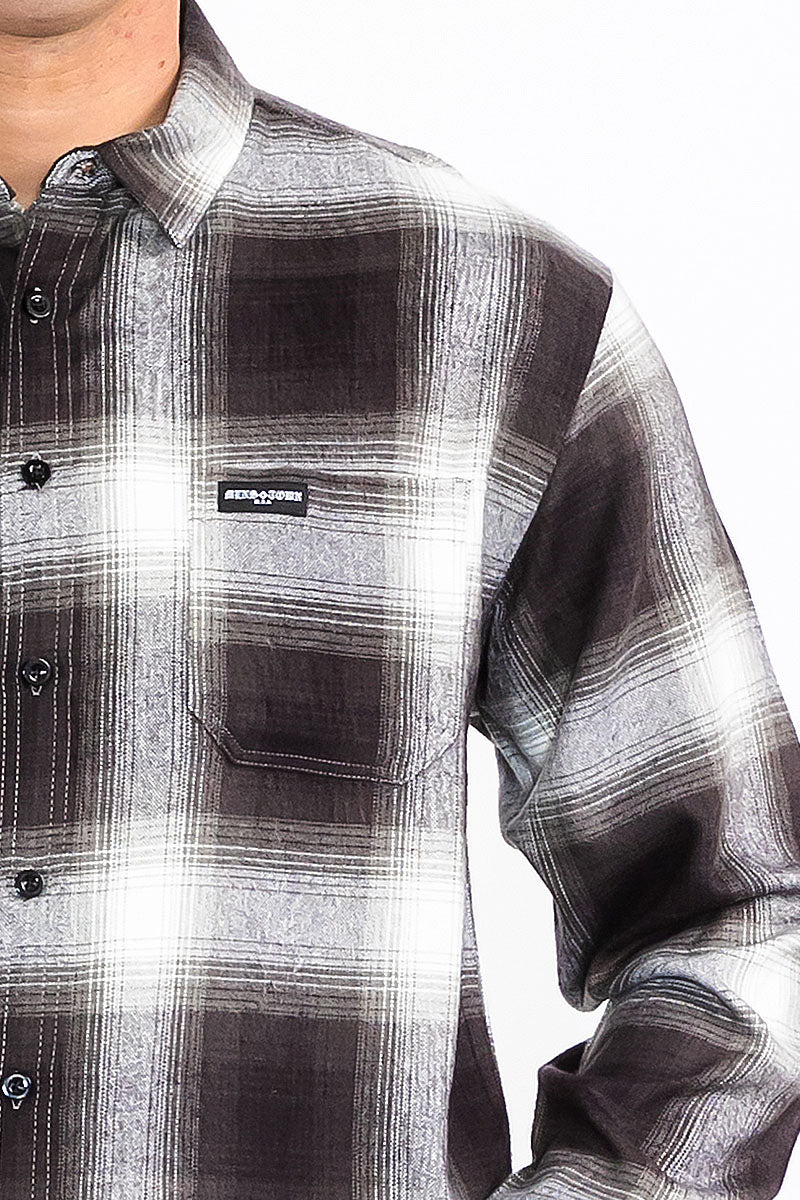 Mens Town Checker Long Sleeve Flannel Shirt