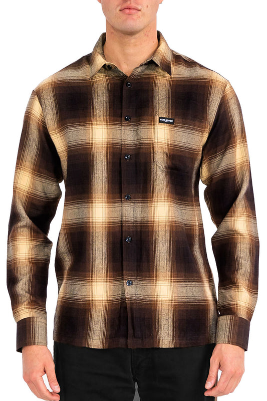 Mens Town Checker Long Sleeve Flannel Shirt
