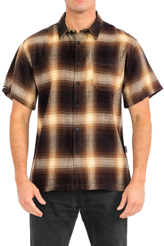 Mens Town Checker Short Sleeve Flannel Shirt