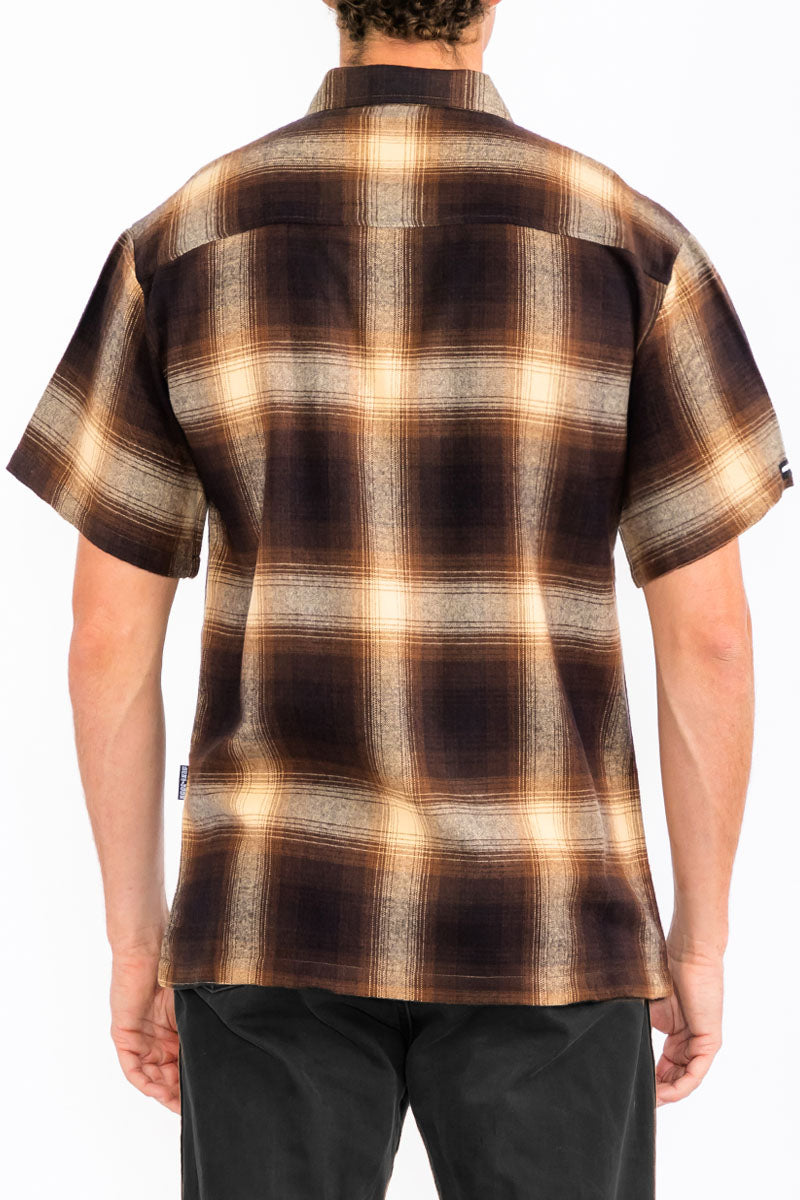 Mens Town Checker Short Sleeve Flannel Shirt