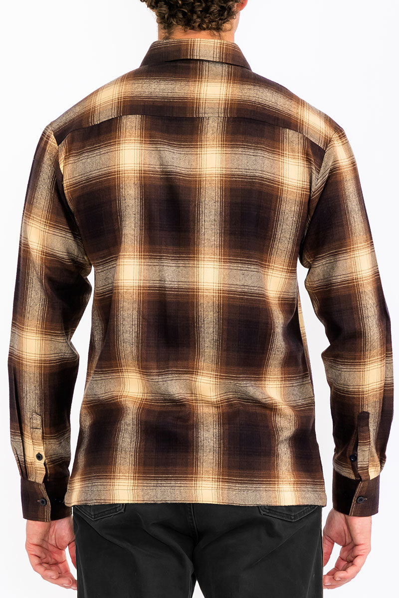 Mens Town Checker Long Sleeve Flannel Shirt