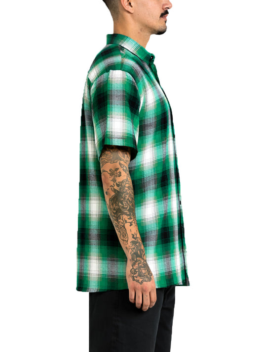 Mens Town Checker Short Sleeve Flannel Shirt