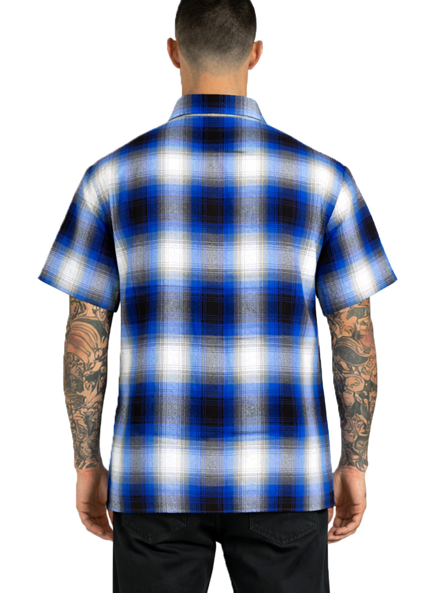 Mens Town Checker Short Sleeve Flannel Shirt