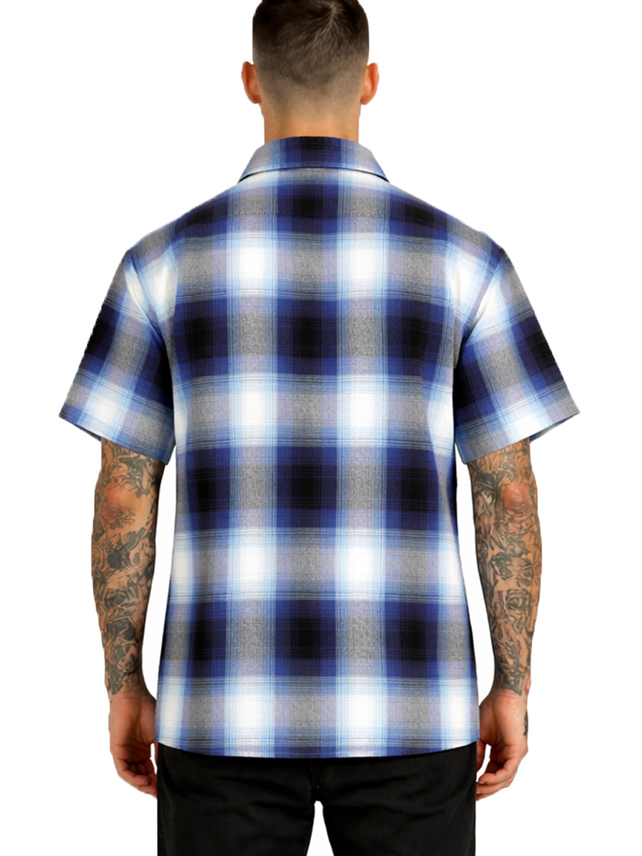 Mens Town Checker Short Sleeve Flannel Shirt