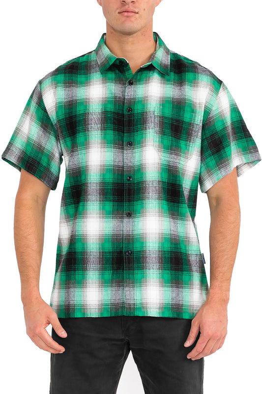 Mens Town Checker Short Sleeve Flannel Shirt