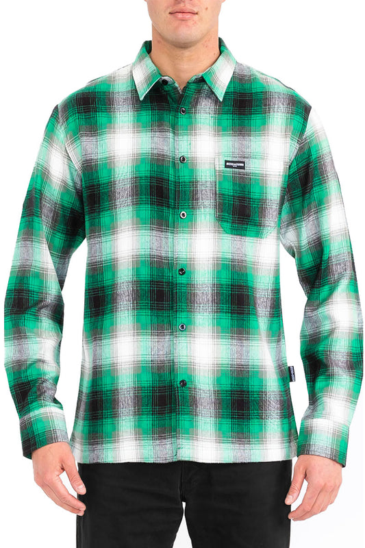 Mens Town Checker Long Sleeve Flannel Shirt