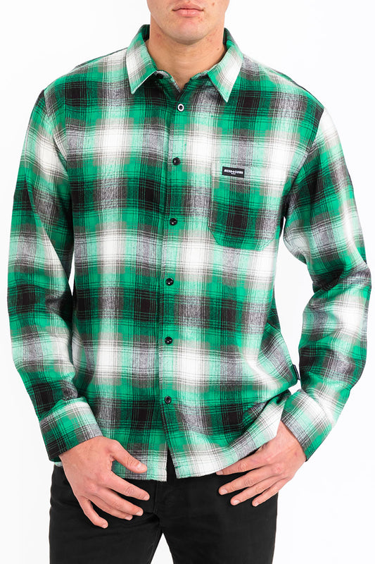 Mens Town Checker Long Sleeve Flannel Shirt