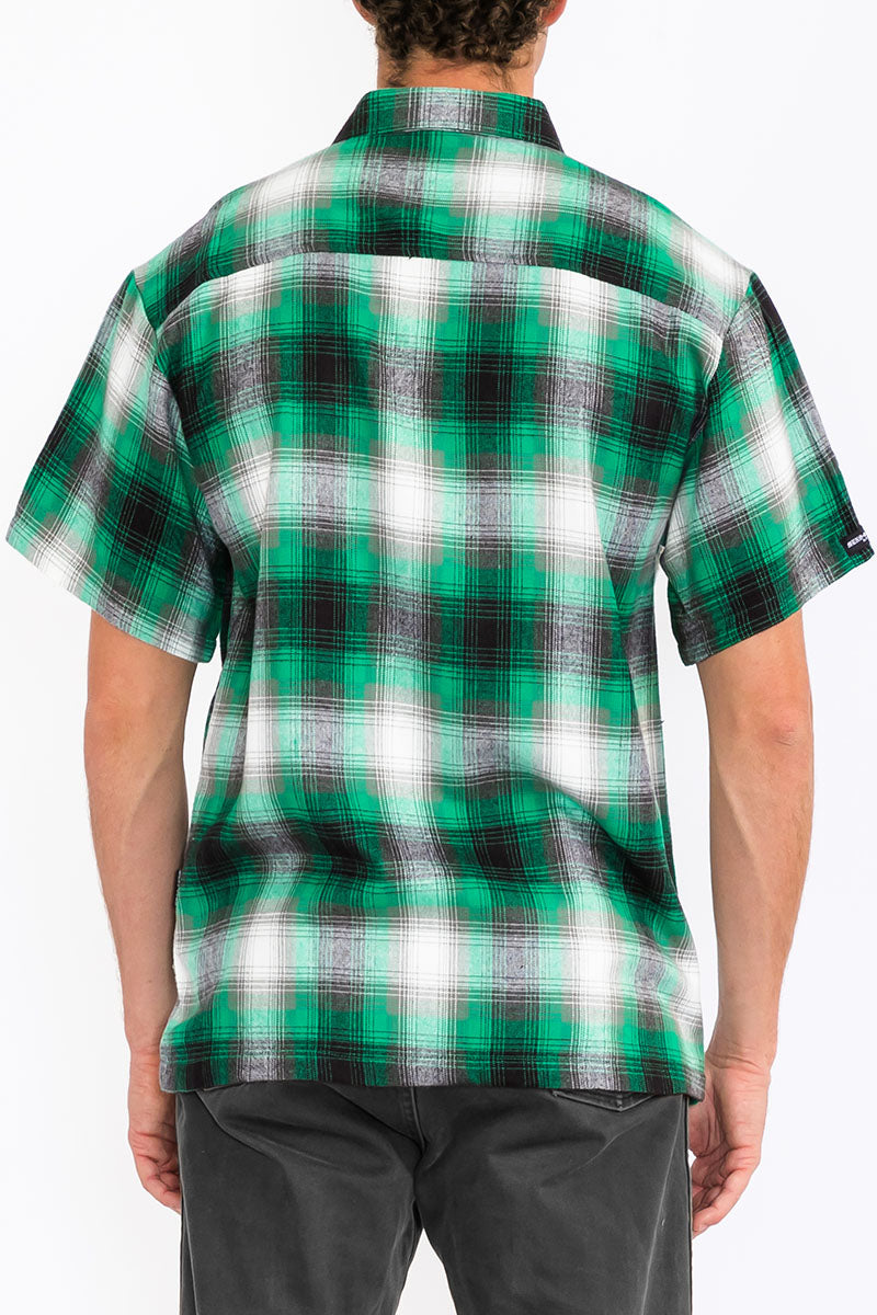 Mens Town Checker Short Sleeve Flannel Shirt