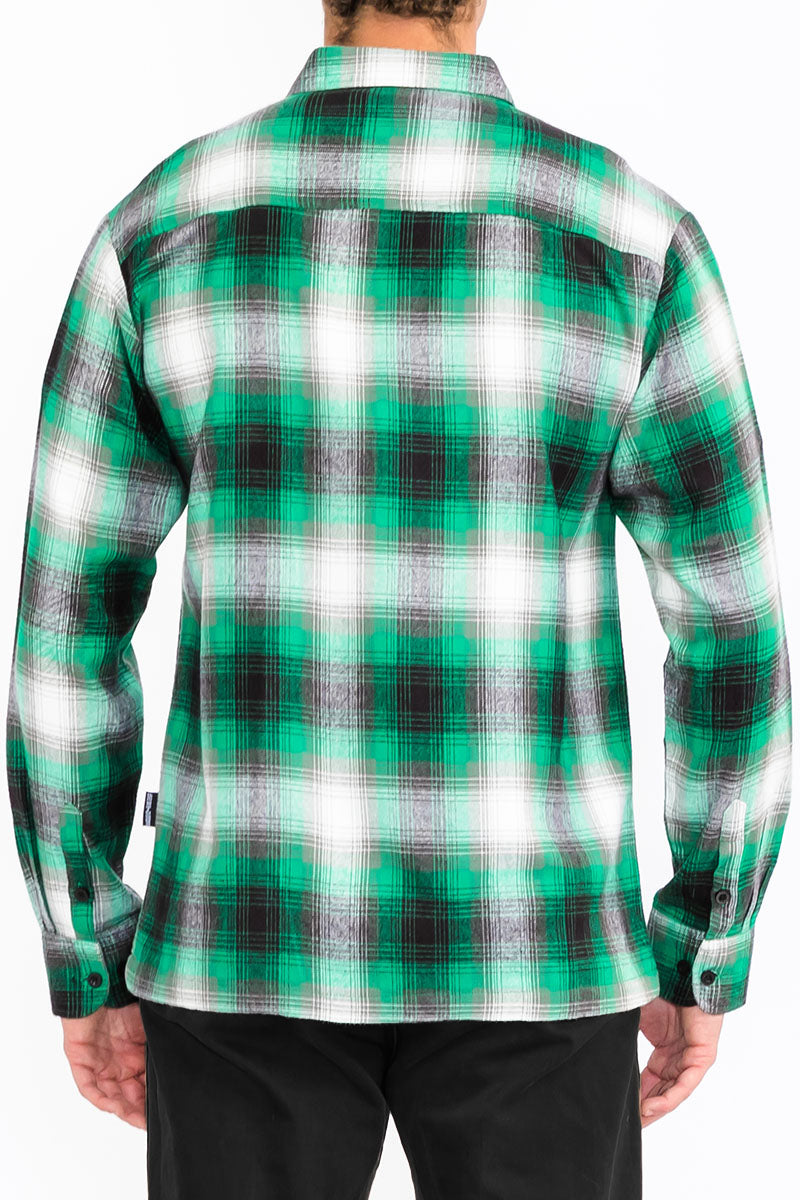 Mens Town Checker Long Sleeve Flannel Shirt