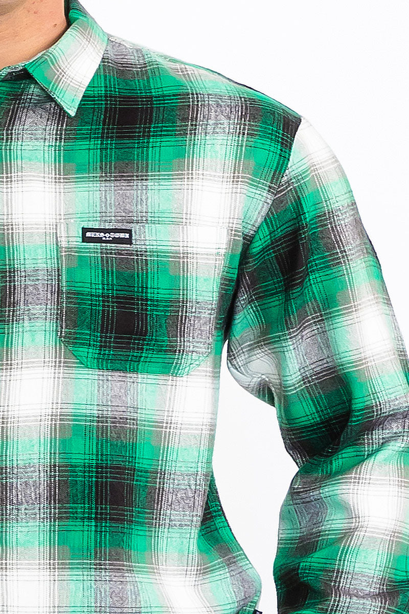 Mens Town Checker Long Sleeve Flannel Shirt