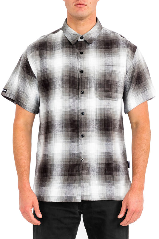 Mens Town Checker Short Sleeve Flannel Shirt