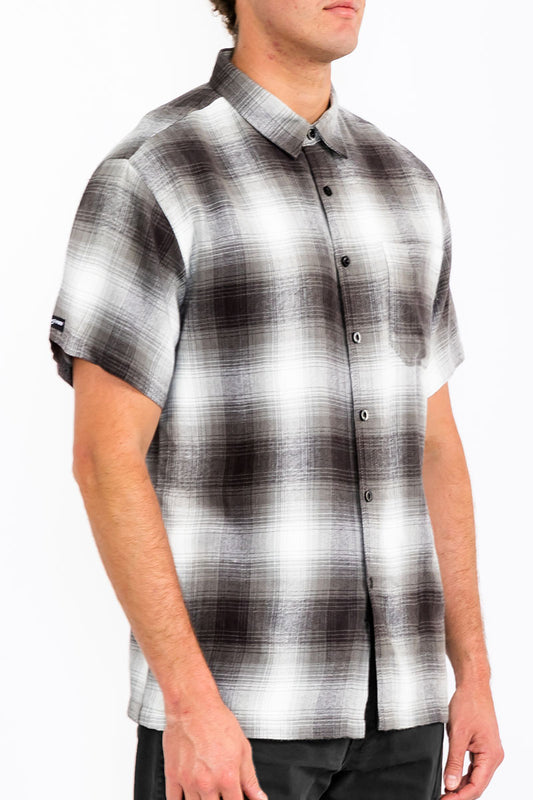 Mens Town Checker Short Sleeve Flannel Shirt