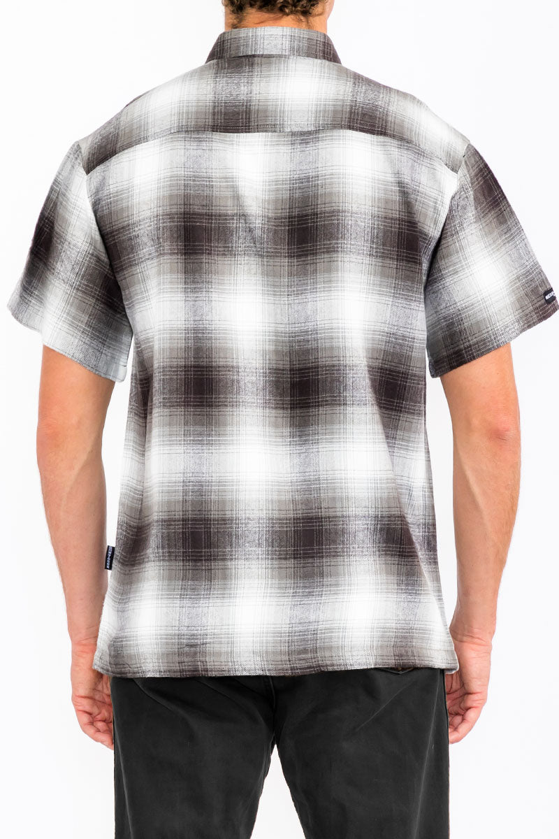Mens Town Checker Short Sleeve Flannel Shirt