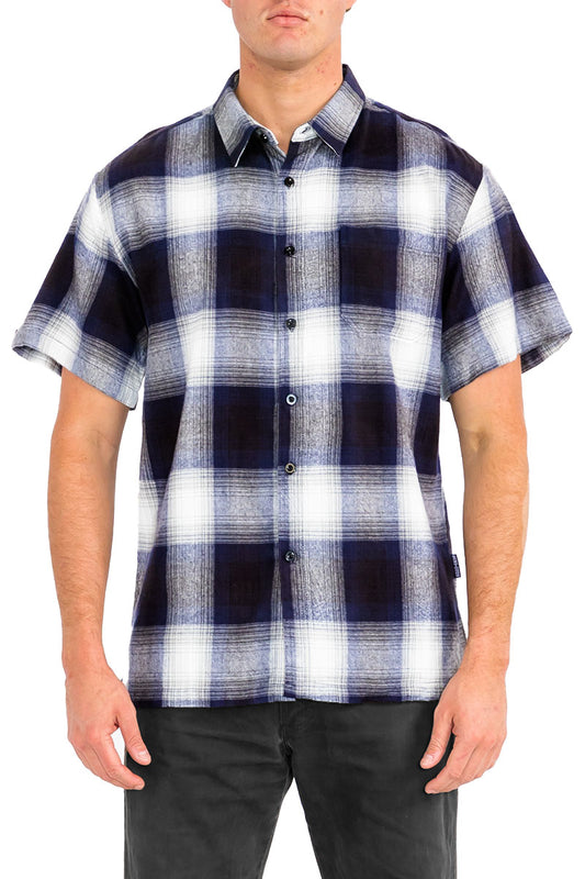 Mens Town Checker Short Sleeve Flannel Shirt