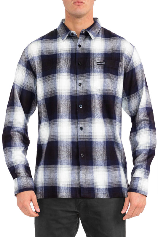 Mens Town Checker Long Sleeve Flannel Shirt