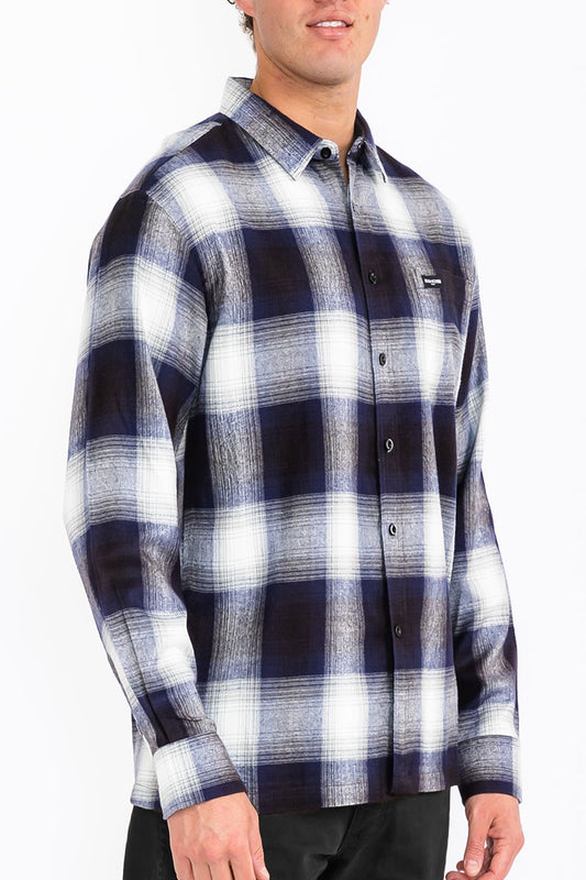 Mens Town Checker Long Sleeve Flannel Shirt
