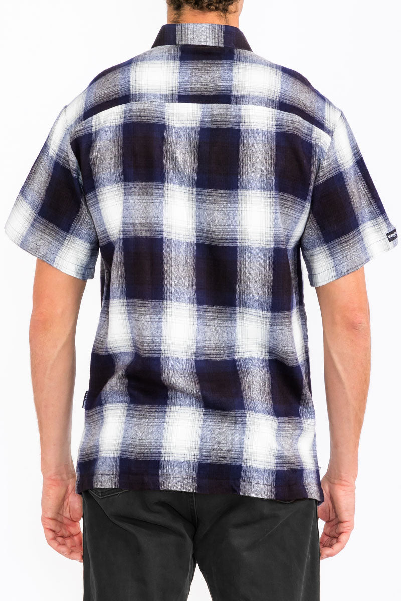 Mens Town Checker Short Sleeve Flannel Shirt