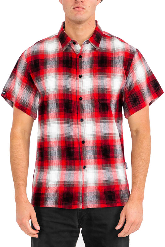 Mens Town Checker Short Sleeve Flannel Shirt