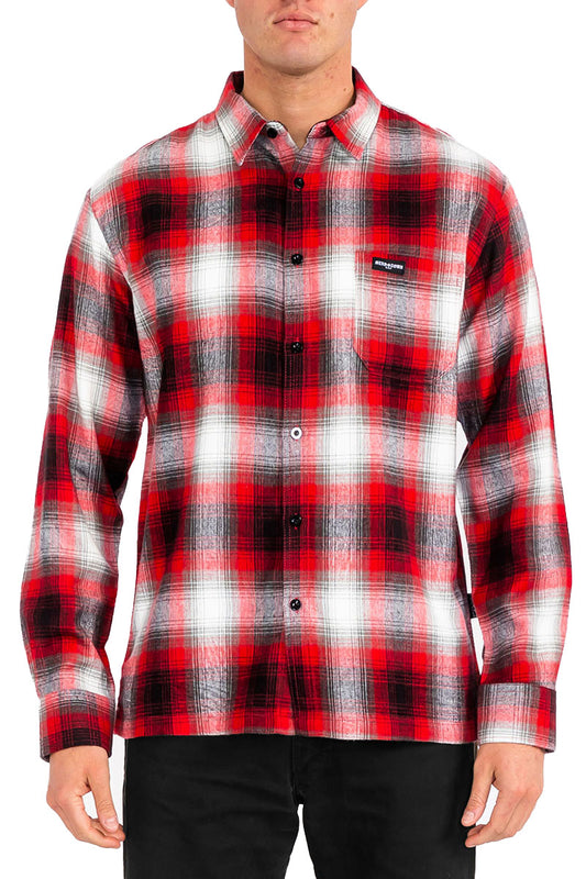 Mens Town Checker Long Sleeve Flannel Shirt