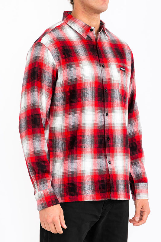 Mens Town Checker Long Sleeve Flannel Shirt
