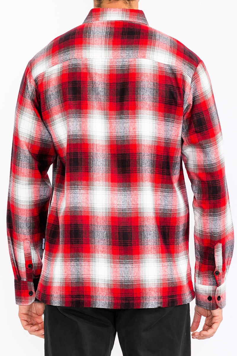 Mens Town Checker Long Sleeve Flannel Shirt