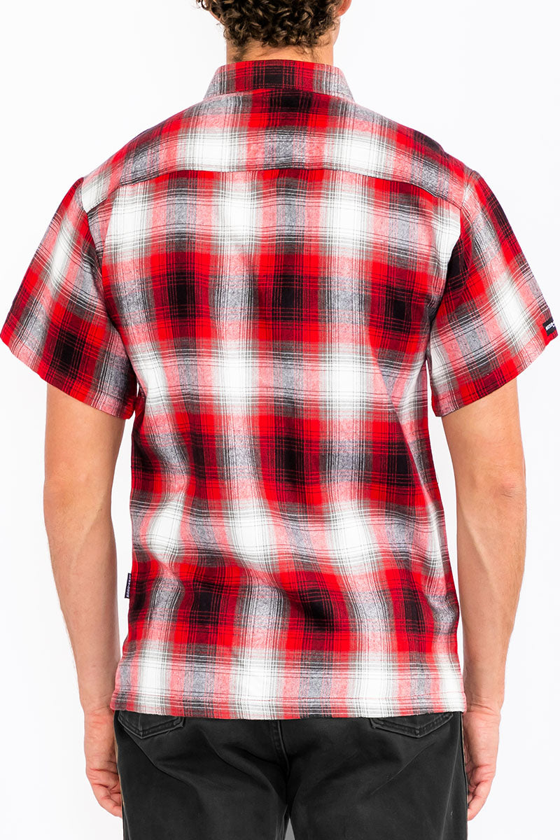 Mens Town Checker Short Sleeve Flannel Shirt