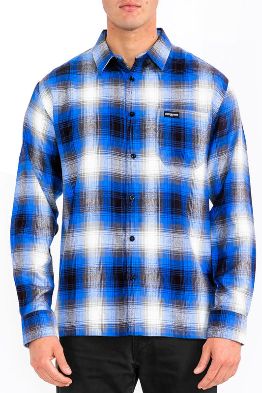Mens Town Checker Long Sleeve Flannel Shirt