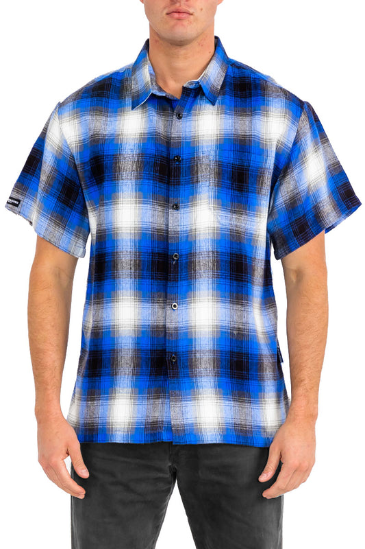 Mens Town Checker Short Sleeve Flannel Shirt