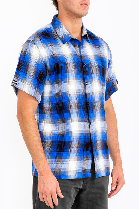 Mens Town Checker Short Sleeve Flannel Shirt