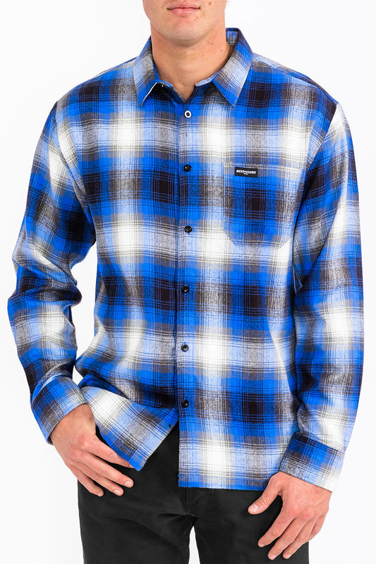 Mens Town Checker Long Sleeve Flannel Shirt