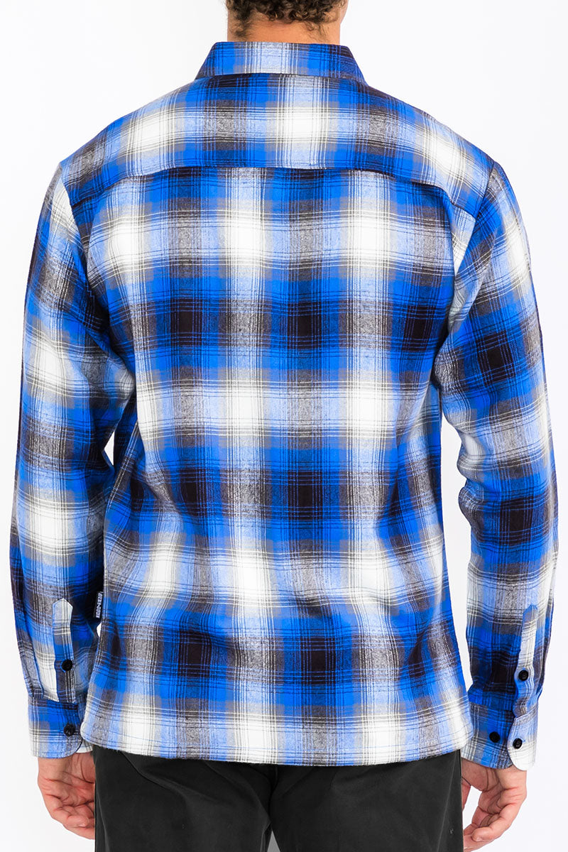 Mens Town Checker Long Sleeve Flannel Shirt
