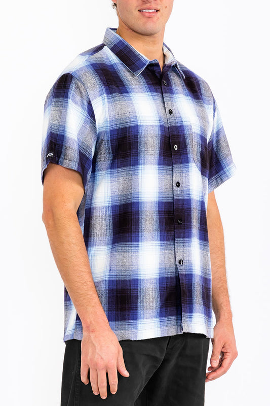 Mens Town Checker Short Sleeve Flannel Shirt