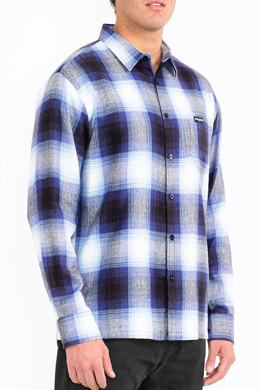 Mens Town Checker Long Sleeve Flannel Shirt