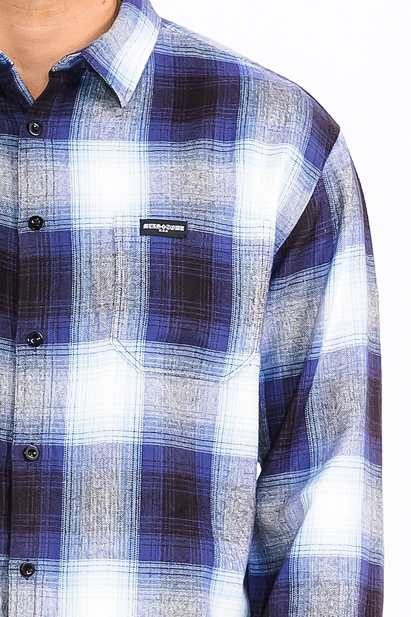 Mens Town Checker Long Sleeve Flannel Shirt