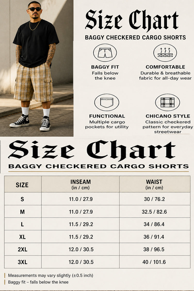 Baggy Checkered Cargo Shorts