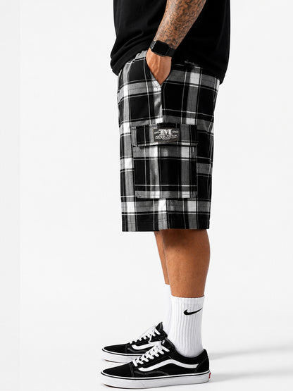 Baggy Checkered Cargo Shorts