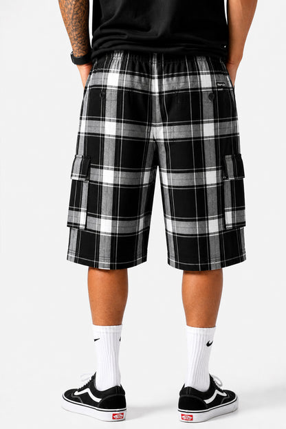 Baggy Checkered Cargo Shorts
