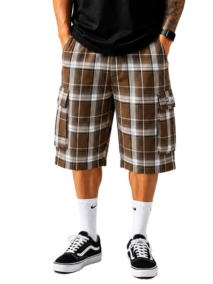 Baggy Checkered Cargo Shorts