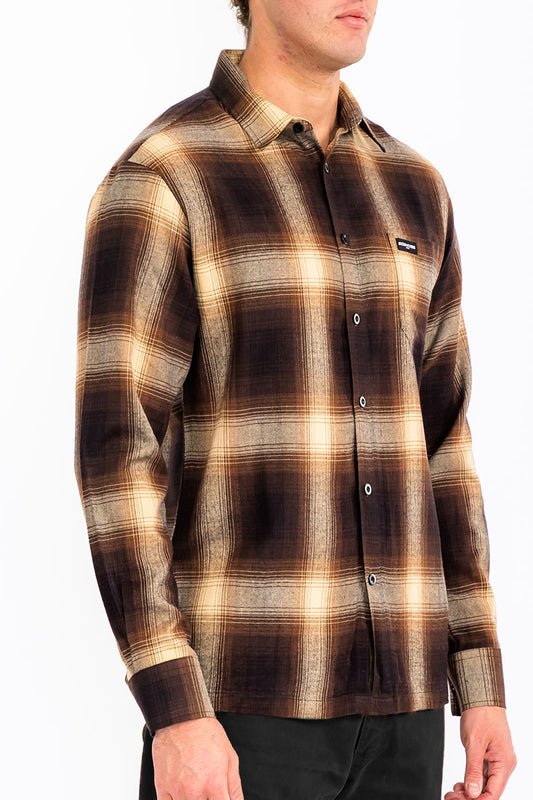 Mens Town Checker Long Sleeve Flannel Shirt