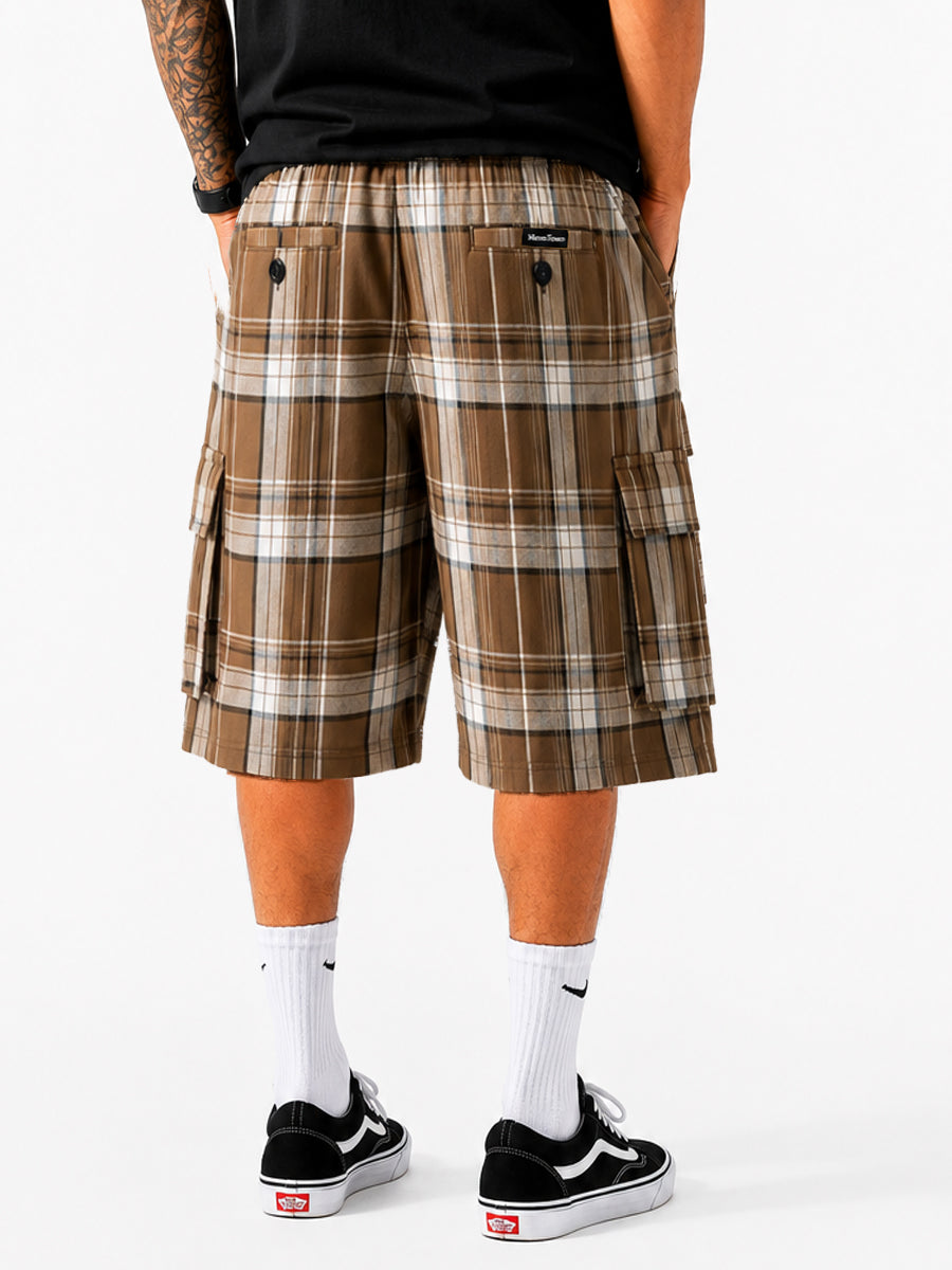 Baggy Checkered Cargo Shorts