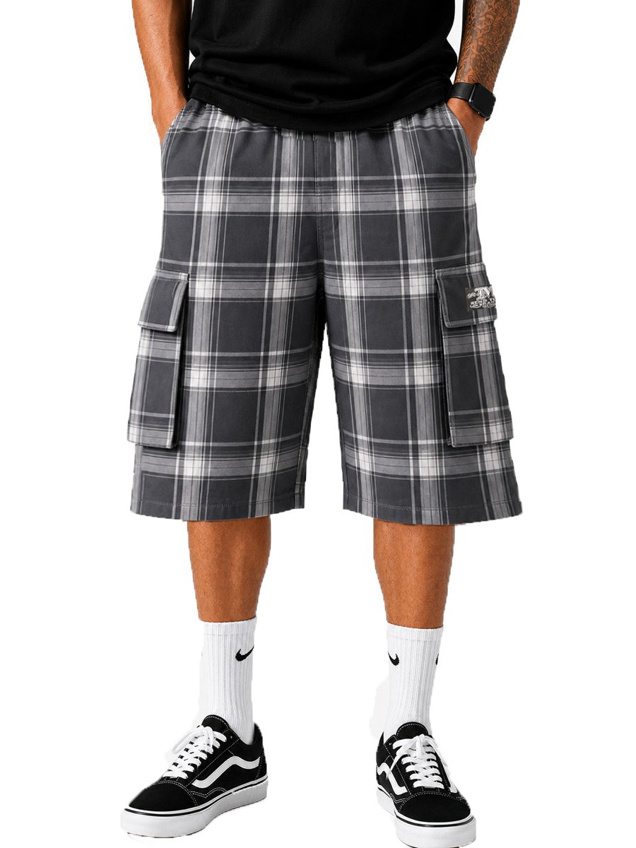 Baggy Checkered Cargo Shorts