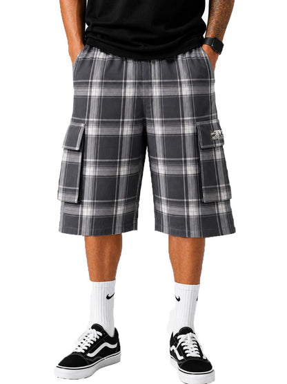 Baggy Checkered Cargo Shorts