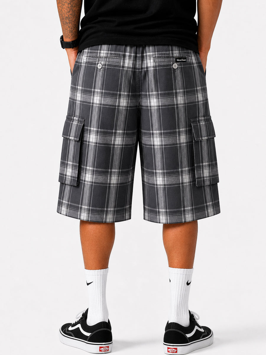 Baggy Checkered Cargo Shorts