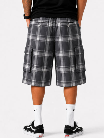 Baggy Checkered Cargo Shorts
