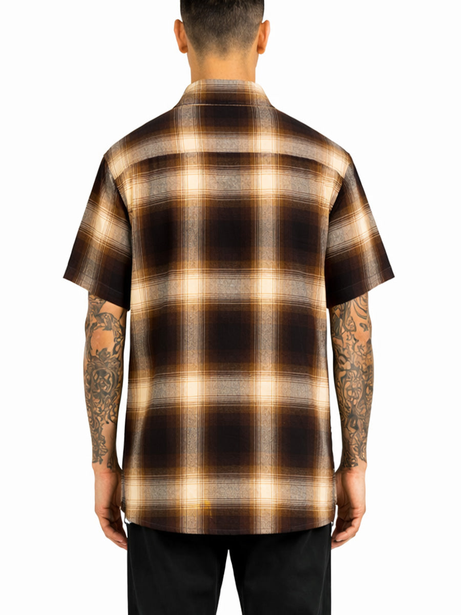 Mens Town Checker Short Sleeve Flannel Shirt
