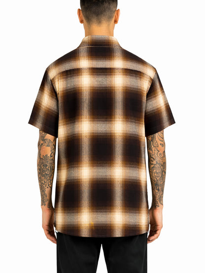 Mens Town Checker Short Sleeve Flannel Shirt