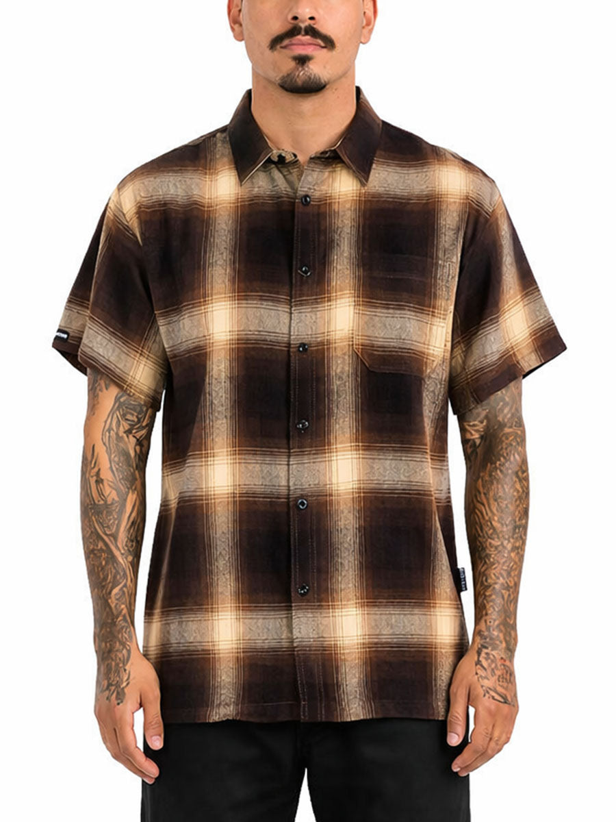 Mens Town Checker Short Sleeve Flannel Shirt