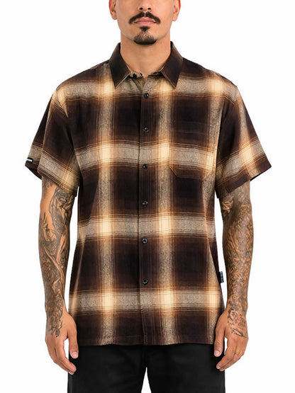 Mens Town Checker Short Sleeve Flannel Shirt
